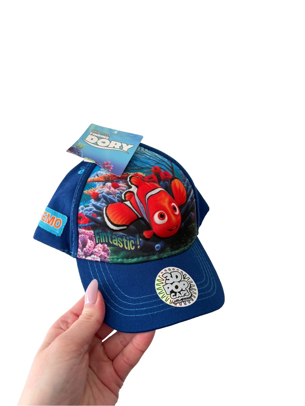 Disney Pixar 2016 Y2K Finding Dory Blue Kids Cap with 3D Nemo Pop Character